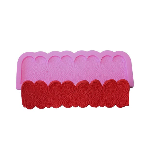 Heart Shape Silicone Fondant Lace Mold Cake Decorating Mould Image 1