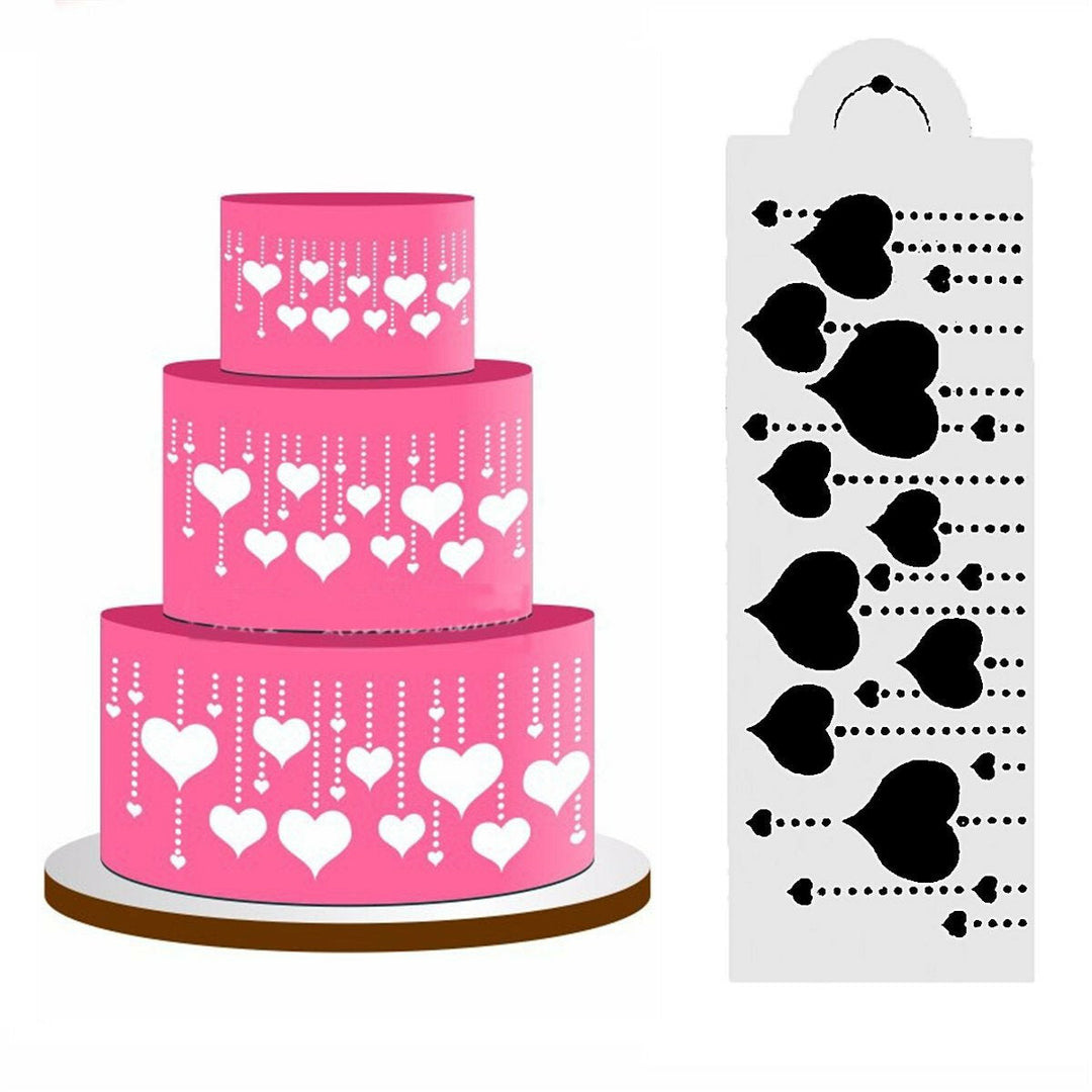 Heart Side Cake Stencil Fondant Designer Decorating Craft Cookie Baking Tool Image 1