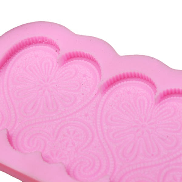 Heart Shape Silicone Fondant Lace Mold Cake Decorating Mould Image 3