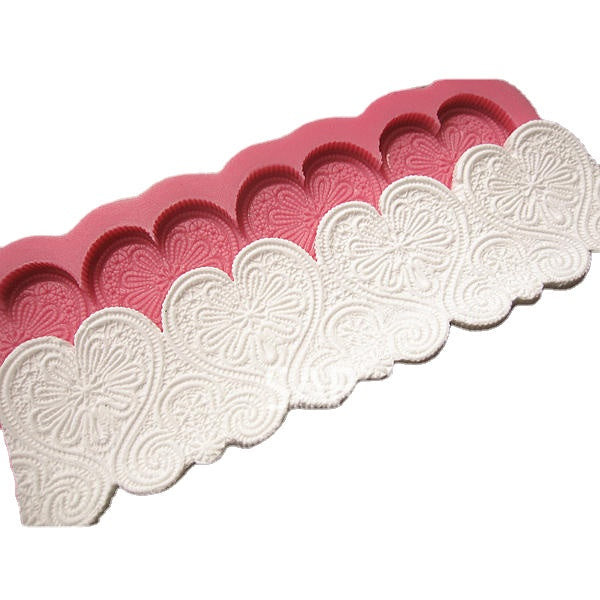 Heart Shape Silicone Fondant Lace Mold Cake Decorating Mould Image 4