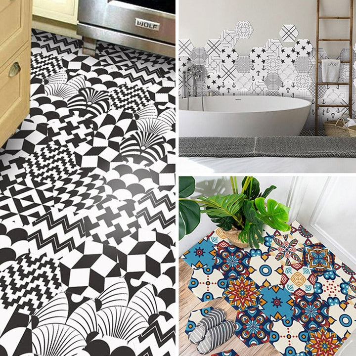 Hexagonal Floor Stickers Special-Shaped Tile Self-Adhesive Bathroom Toilet Waterproof And Wear-Resistant Wall Image 5