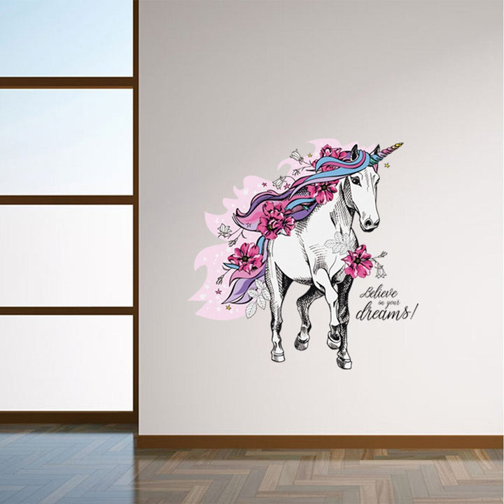 Magical Running Horse Removable PVC Wall Sticker Background Kids Bedroom Decals Image 2