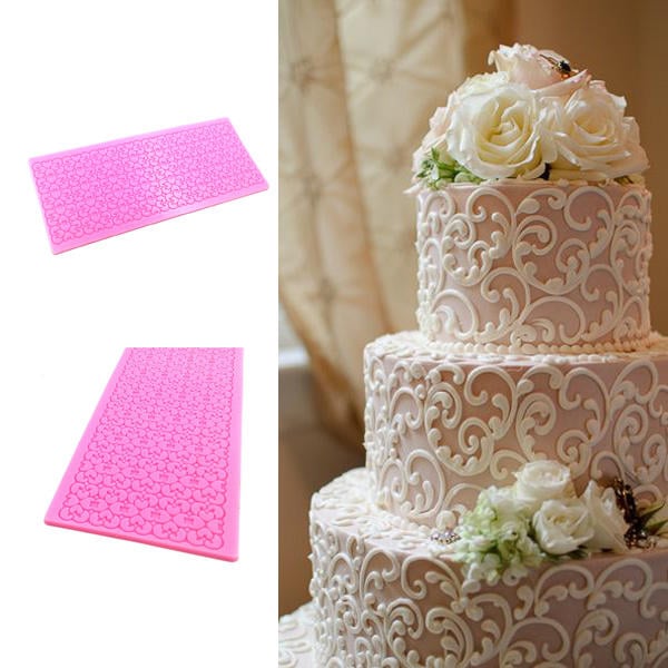 Lace Silicone Cake Mold Fondant Print Mould Decorating Tool Image 6