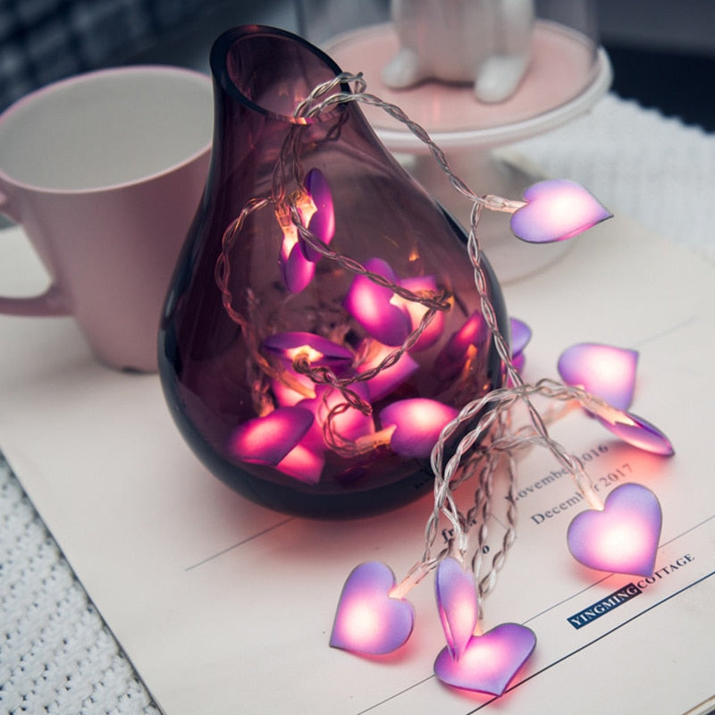 LED Heart Shape String Lights 1.5M 3M Indoor Fairy Christmas Decoration Garland For Valentines Day Living Room Image 2