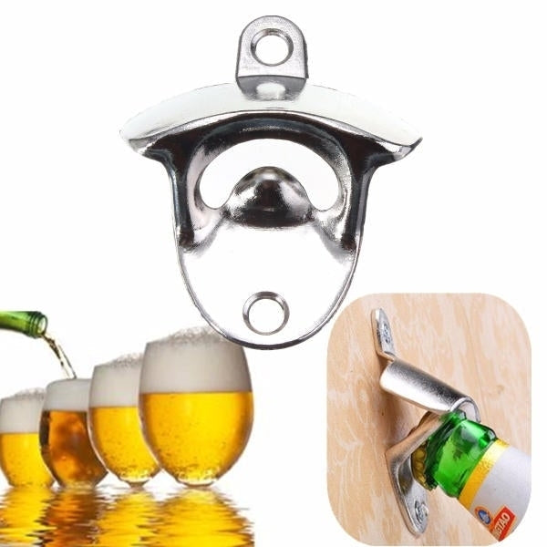 Nickel Bottle Opener Wall Mount Bar Wine Beer Soda Glass Cap Remover Tool Image 6