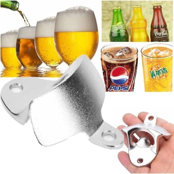 Nickel Bottle Opener Wall Mount Bar Wine Beer Soda Glass Cap Remover Tool Image 7