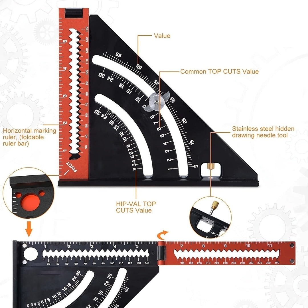 Multi-Function Foldable Triangle Ruler Square Protractor Marking Measuring Tools Image 6