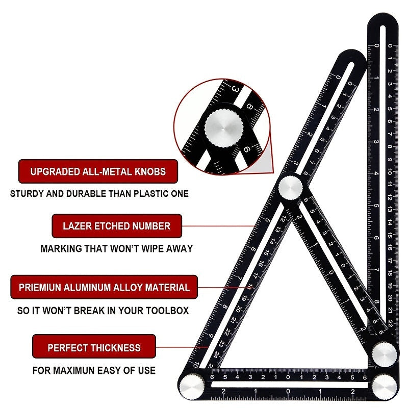 Multi-angle Ruler Six-fold Folding Positioning Punching Tool For Woodworking Image 3