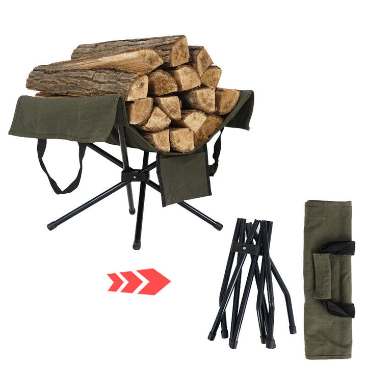 Outdoor Campfire Firewood Rack Collection Bag Aluminum Alloy Lightweight Camping Portable Firewood Storage Bag Image 1