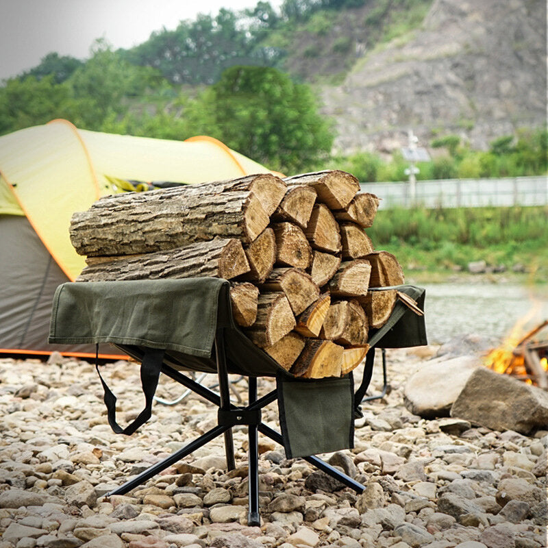 Outdoor Campfire Firewood Rack Collection Bag Aluminum Alloy Lightweight Camping Portable Firewood Storage Bag Image 3