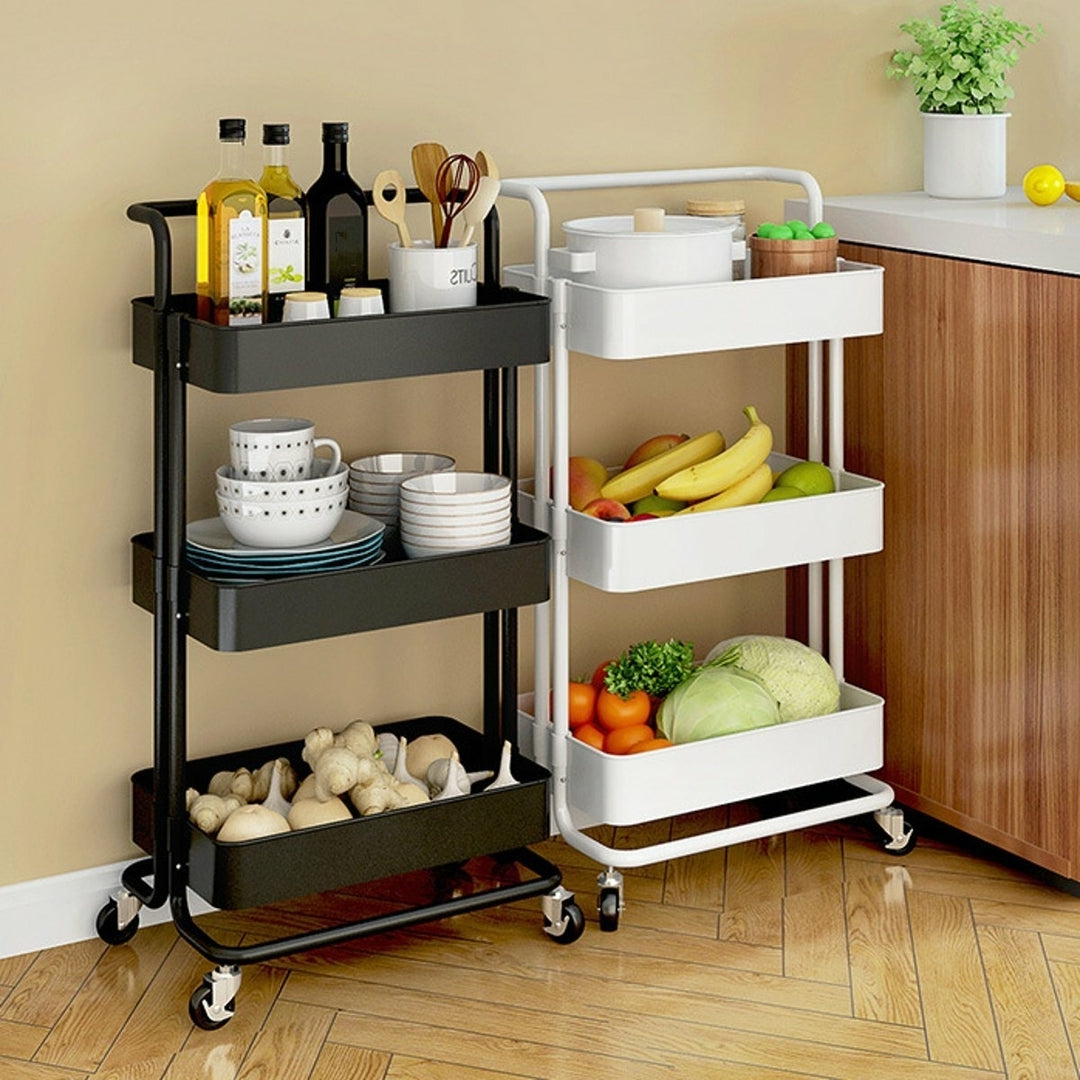 Multi-functional 3-Tier Storage Rack Trolley Rolling Utility Cart Home Kitchen Storage Rack Image 6