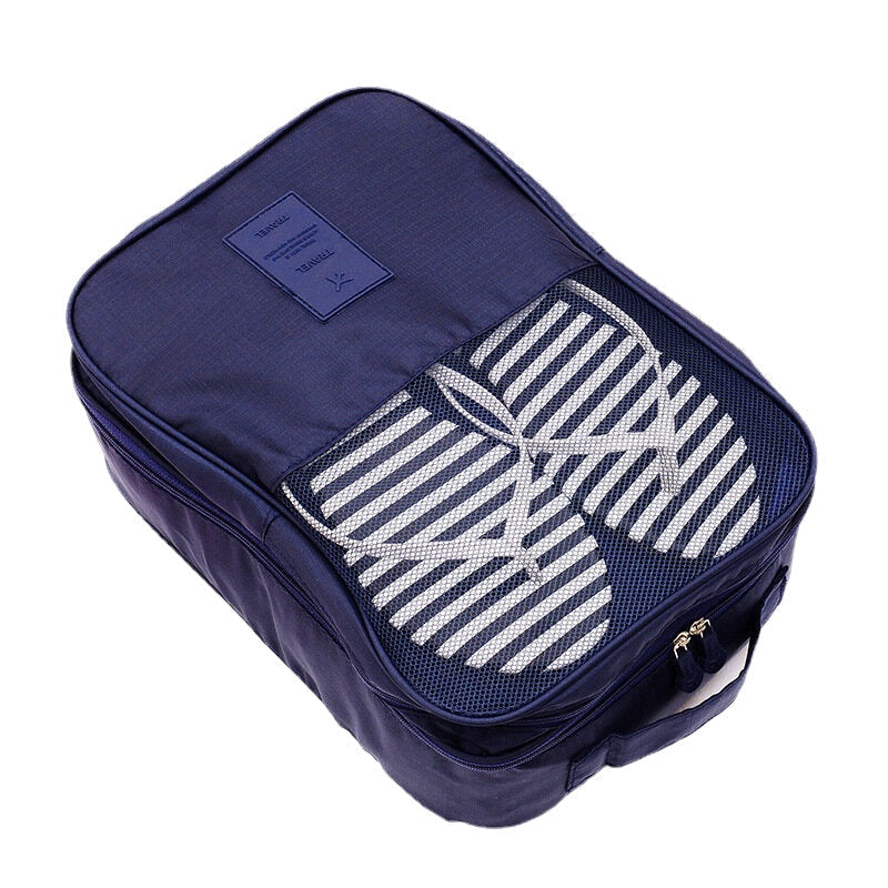 Nylon Shoe Storage Bag Double Layer Waterproof Portable Folding Pouch Case Organizer Image 4