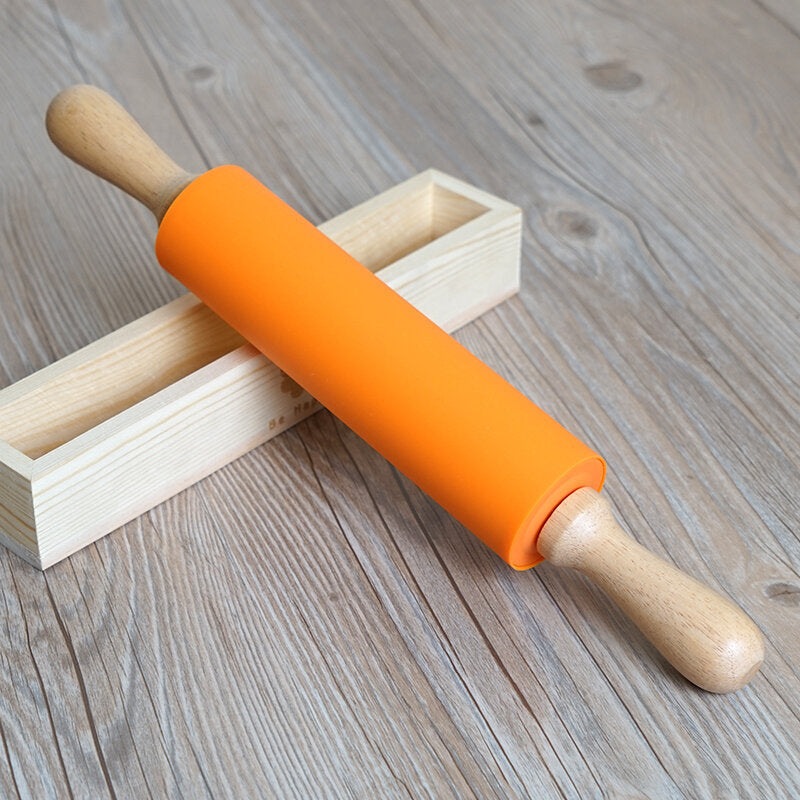 Non-Stick Silicone Rolling Pin Kitchen Pastry Dough Flour Bread Cooking Bakeware Tool Image 2