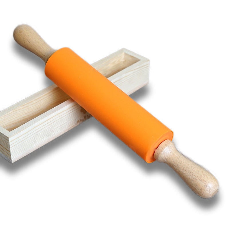 Non-Stick Silicone Rolling Pin Kitchen Pastry Dough Flour Bread Cooking Bakeware Tool Image 1