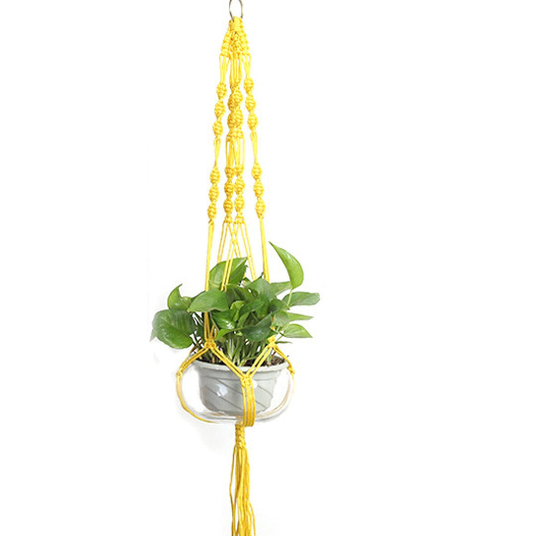 Nylon Rope Tassel Flower Pot Hanging Basket Net Knotted Rope Plant Holder Image 3