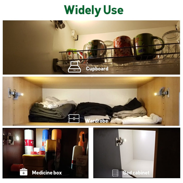 Pack 4 LED Under Cabinet Light Universal Wardrobe Sensor Led Amarion With Battery Night Lamp For Kitchen Cupboard Closet Image 2