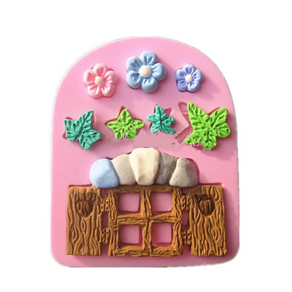 Plants Wooden Window Liquid Silicone Mold Fondant Cake Decorating Mould Image 1