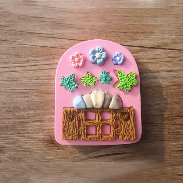 Plants Wooden Window Liquid Silicone Mold Fondant Cake Decorating Mould Image 2