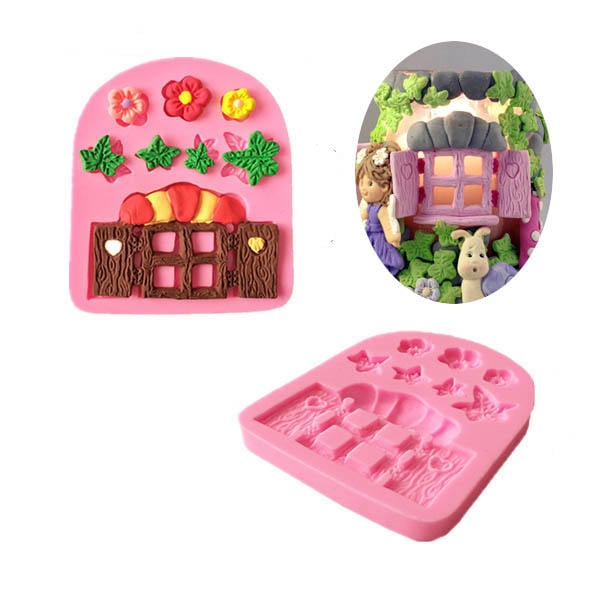 Plants Wooden Window Liquid Silicone Mold Fondant Cake Decorating Mould Image 4