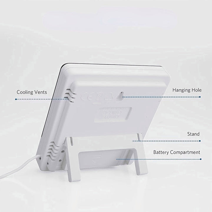 Outdoor Indoor Thermometer Electronic Hygrometer With Clock Sensor Head Image 2