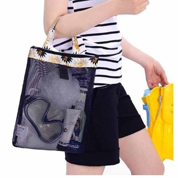 Outdoor Travel Mesh Wash Bag Pack Storage Pouch Summer Beach Swim Handbag Image 2