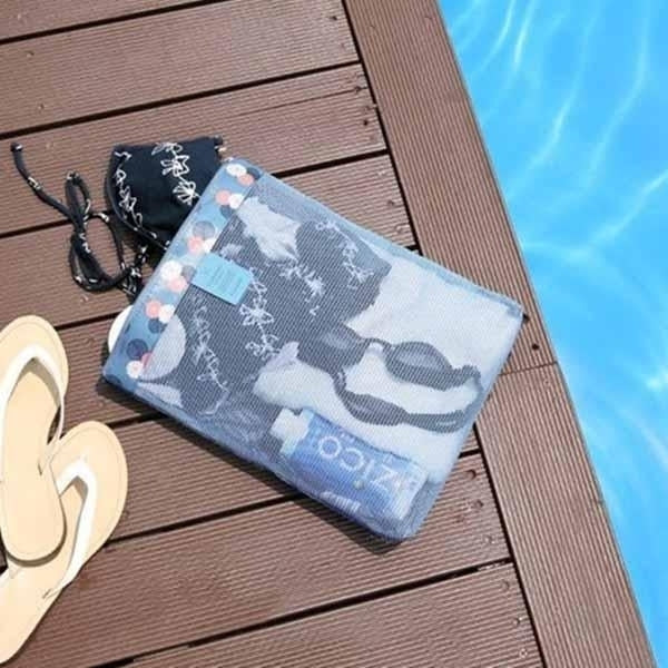 Outdoor Travel Mesh Wash Bag Pack Storage Pouch Summer Beach Swim Handbag Image 3