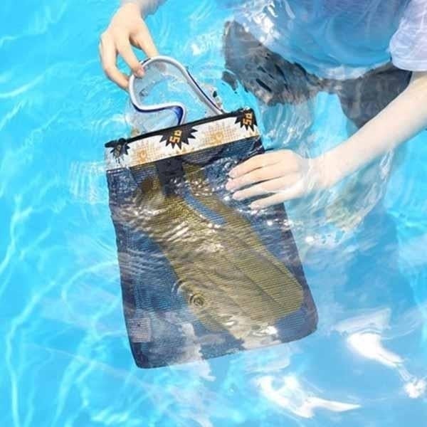 Outdoor Travel Mesh Wash Bag Pack Storage Pouch Summer Beach Swim Handbag Image 4