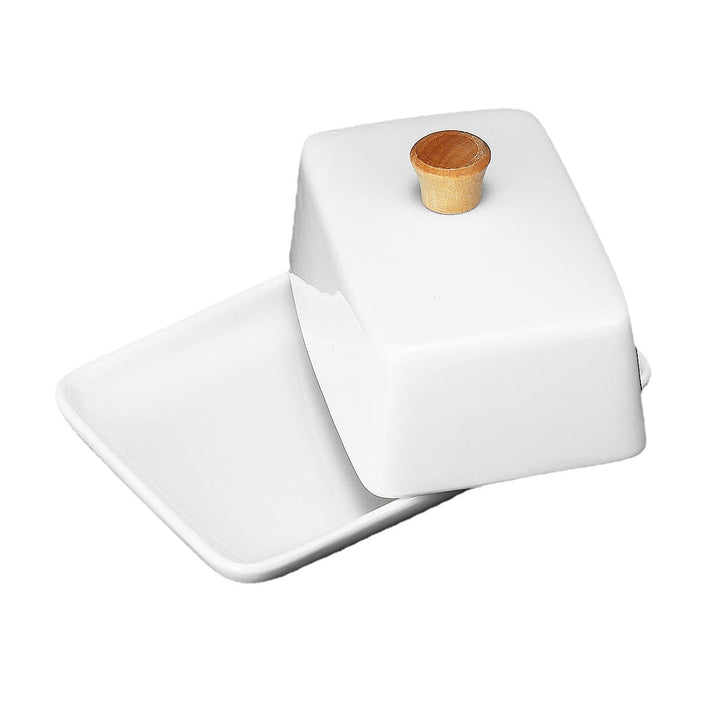 Porcelain Butter Dish With Lid Holder Serving Storage Tray Plate Storage Container Pizza Plate Image 5