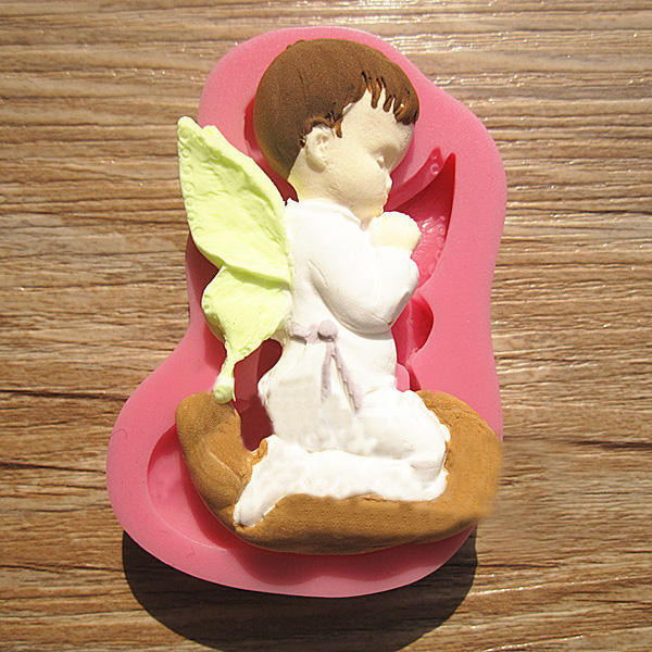 Prayed Boy Angel Silicone Fondant Cake Mold Soap Chocolate Mold Image 2