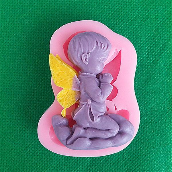 Prayed Boy Angel Silicone Fondant Cake Mold Soap Chocolate Mold Image 4