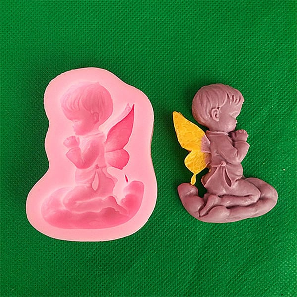 Prayed Boy Angel Silicone Fondant Cake Mold Soap Chocolate Mold Image 5