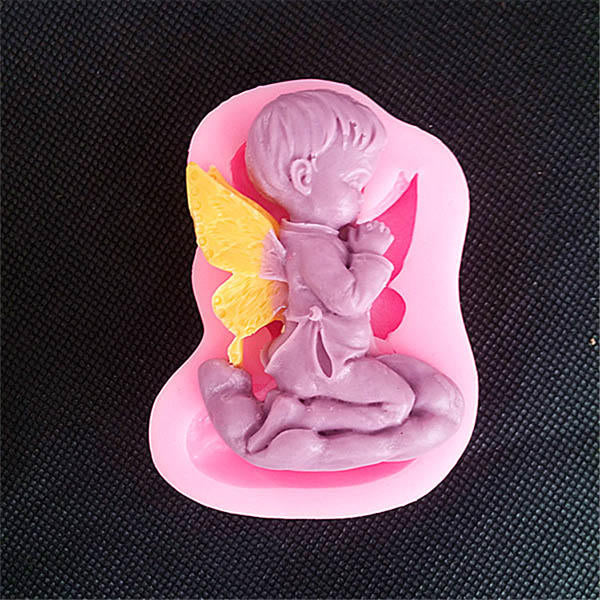 Prayed Boy Angel Silicone Fondant Cake Mold Soap Chocolate Mold Image 6