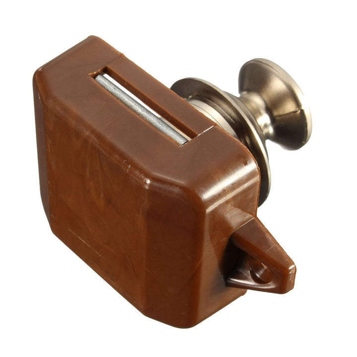 Push Button Drawer Cupboard Door Latch Lock Caravan Motorhome Cabinet Brown Knob Image 3