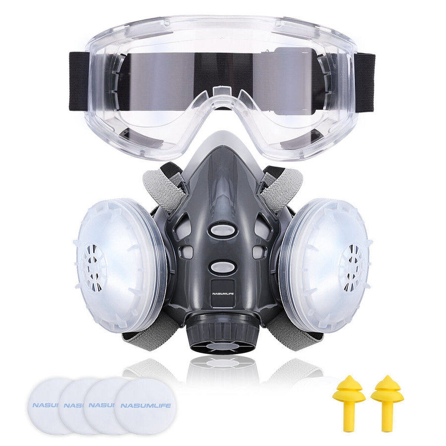 Respiratory Face Cover Mask Reusable Glasses Goggle with Ear Plugs Filters for Dust Protection Polishing Image 1