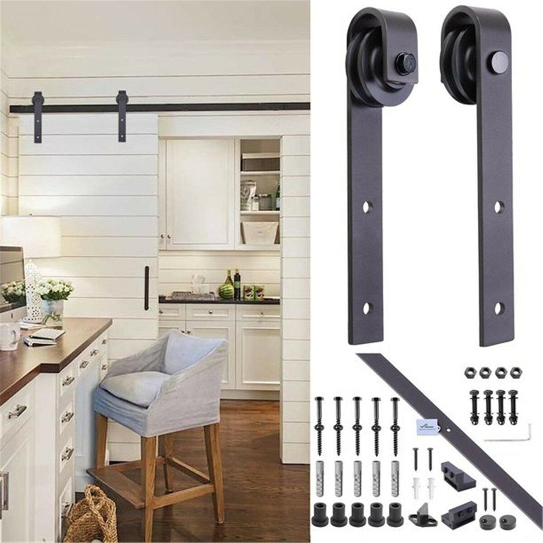 Sliding Barn Door Hardware Track Set Double Roller Kit Antique Classic Bedroom Image 10