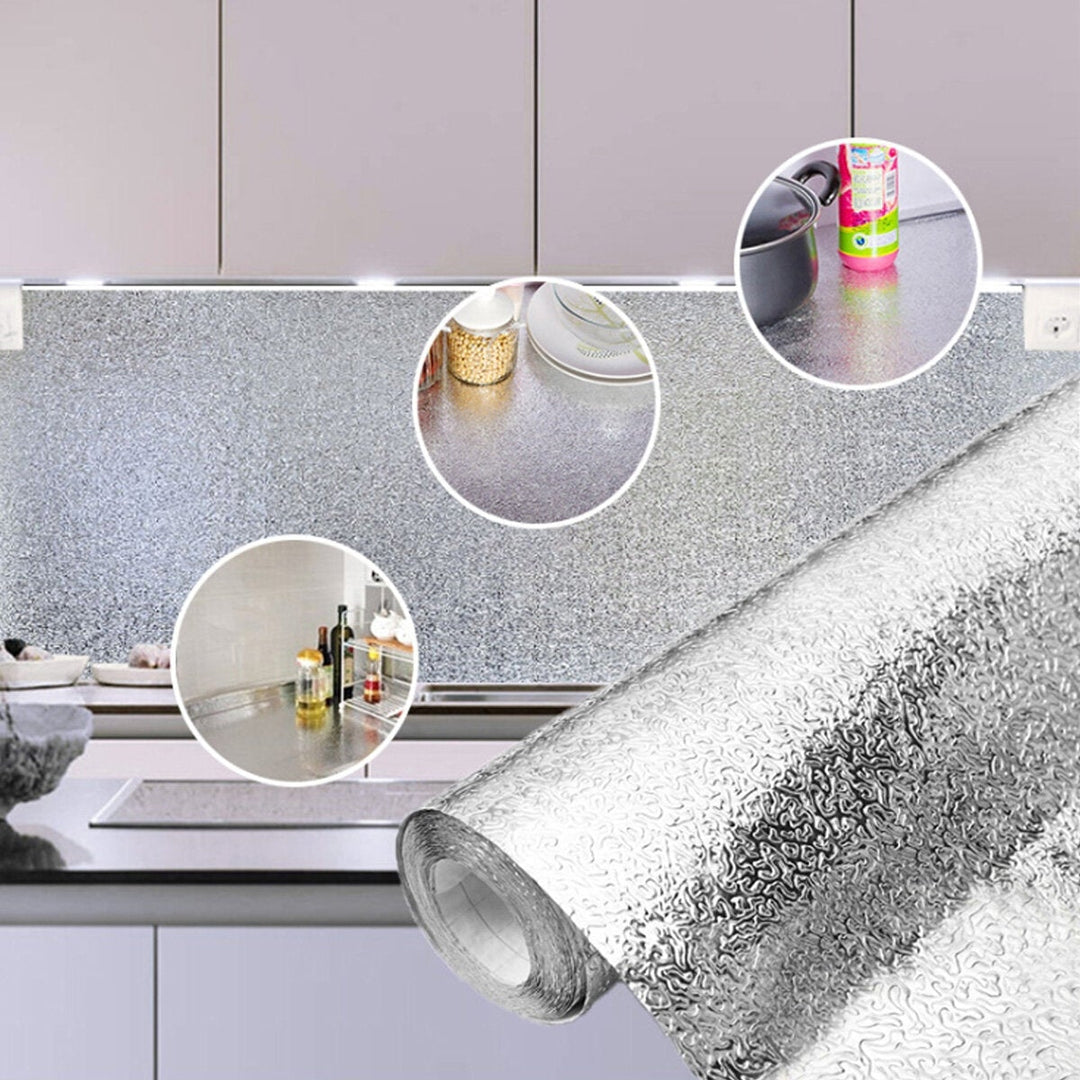 Self-adhesive Kitchen Wallpaper Oil-Proof Aluminum Foil Wall Sticker Cabinet Image 6