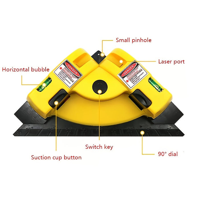 Square Laser Level 90 Degree Vertical Horizontal Line Yellow Image 5