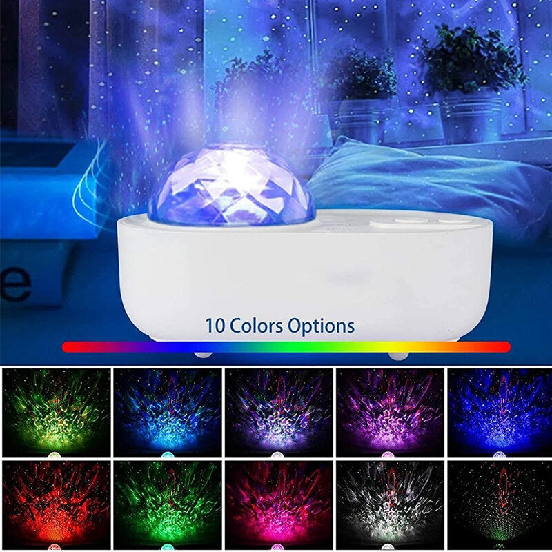 Spaceship Bedside Starry Star Projector Night Lamp Universe Star Sky Ocean Wave Projector Lamp with Wireless Music Image 3