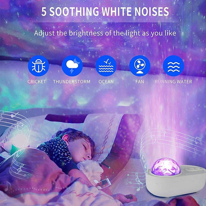 Spaceship Bedside Starry Star Projector Night Lamp Universe Star Sky Ocean Wave Projector Lamp with Wireless Music Image 4