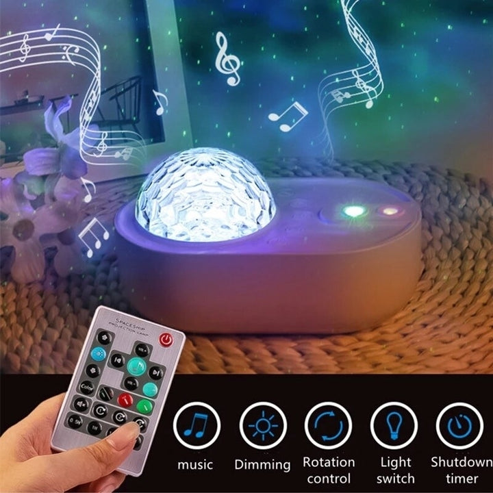 Spaceship Bedside Starry Star Projector Night Lamp Universe Star Sky Ocean Wave Projector Lamp with Wireless Music Image 5