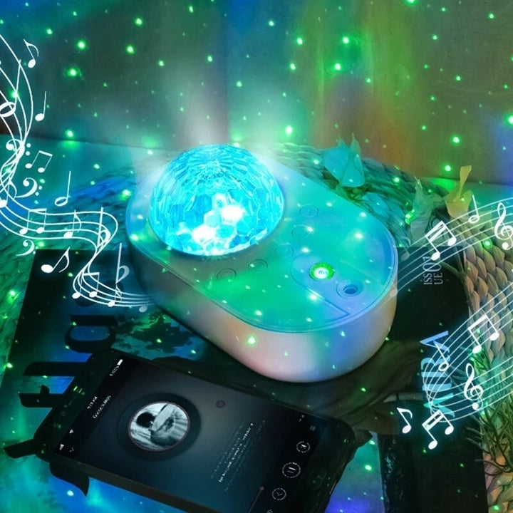 Spaceship Bedside Starry Star Projector Night Lamp Universe Star Sky Ocean Wave Projector Lamp with Wireless Music Image 8