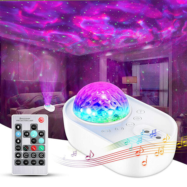 Spaceship Bedside Starry Star Projector Night Lamp Universe Star Sky Ocean Wave Projector Lamp with Wireless Music Image 10