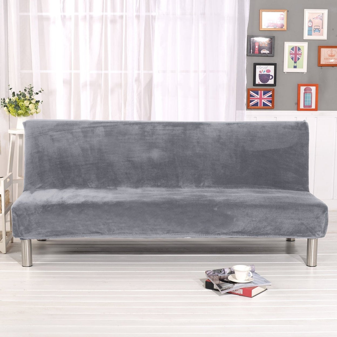 Soft Stretchy Silky Thicken Sofa Cover Elastic Full Cover Without Armrest Folding Sofa Bed Cover Sofa Cushion Image 1