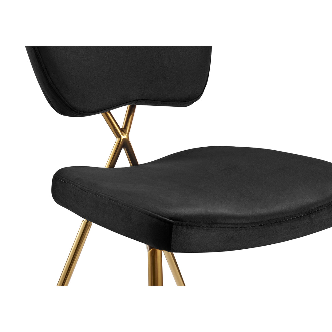 Iconic Home Cristie Dining Side Chair Velvet Upholstered Half Back and Seat Solid Brass Metal Legs (Set of 2) Image 5