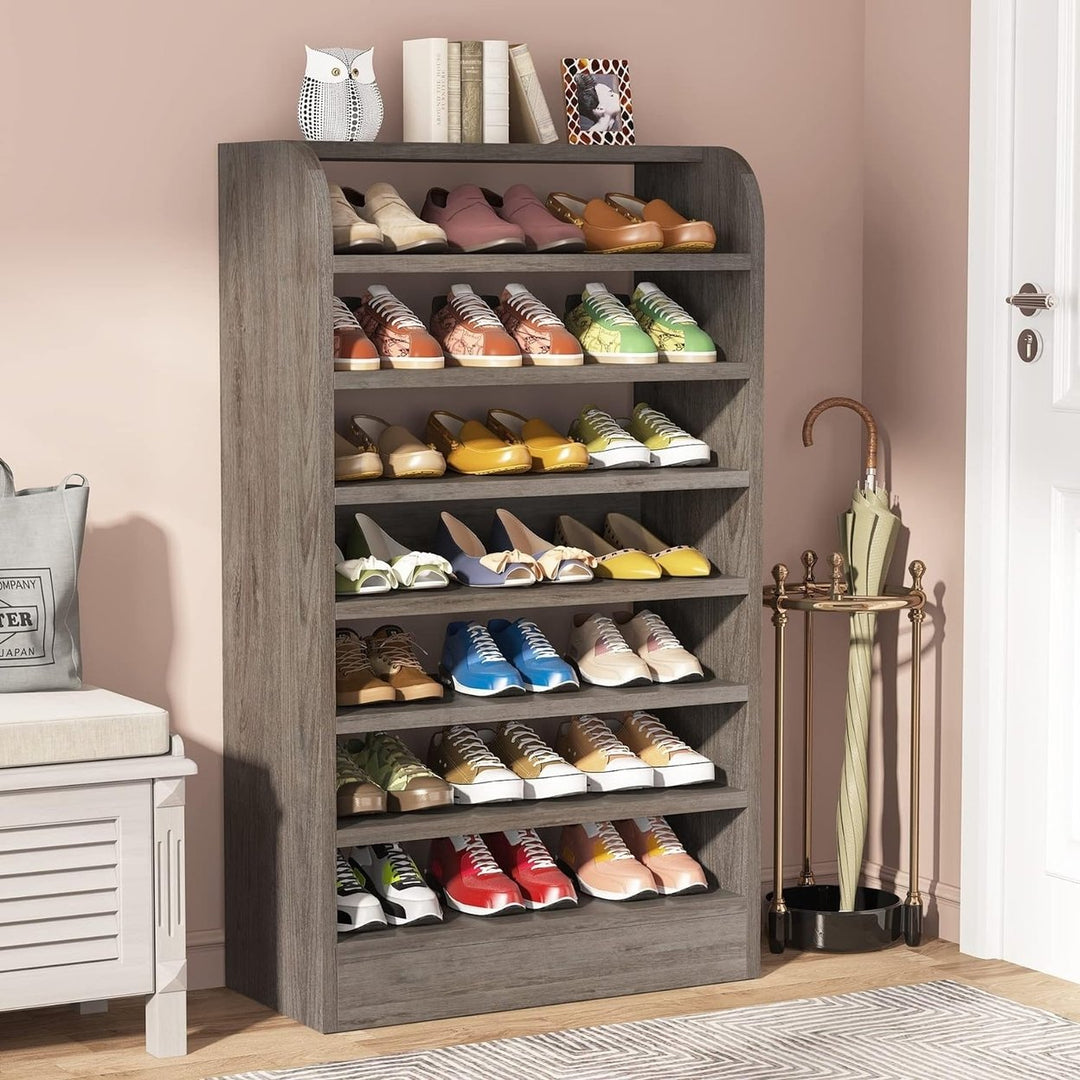 Tribesigns 8-Tier Wooden Shoe Rack Storage Organizer Entryway Cabinet 25.59x11.81 Image 6