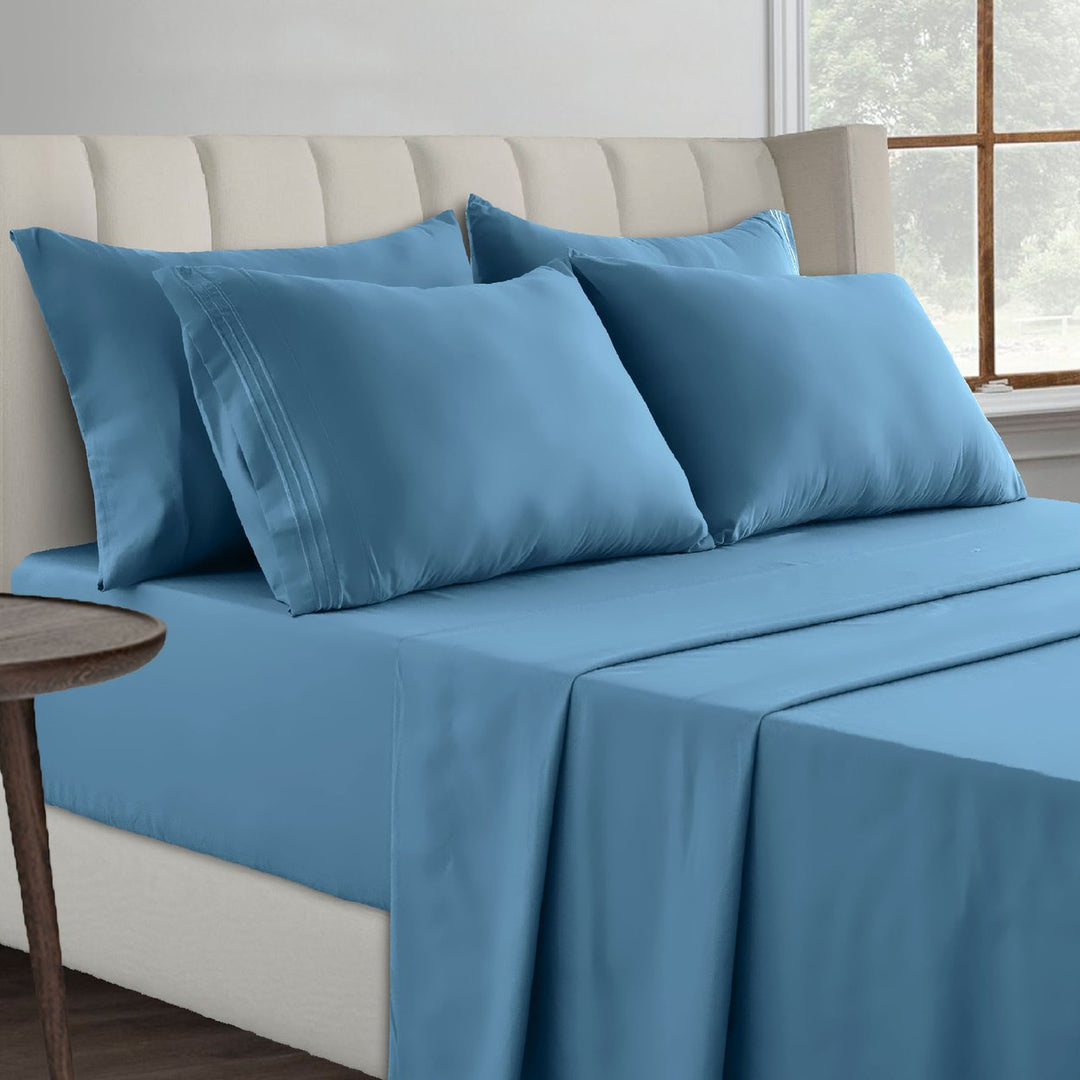 6-Piece Premier Collection Fitted Egyptian Cotton Bed Sheet Set Image 1