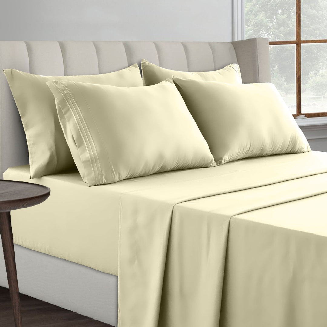 6-Piece Premier Collection Fitted Egyptian Cotton Bed Sheet Set Image 1