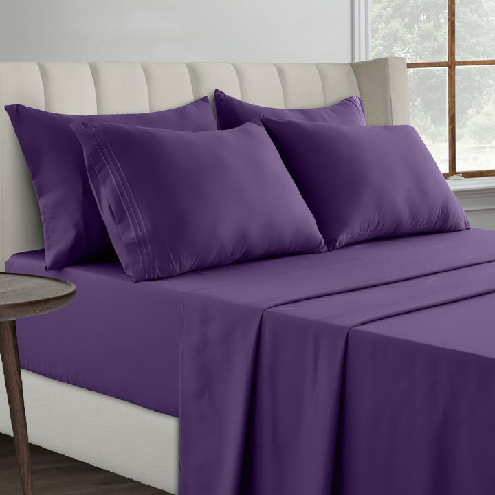 6-Piece Premier Collection Fitted Egyptian Cotton Bed Sheet Set Image 1