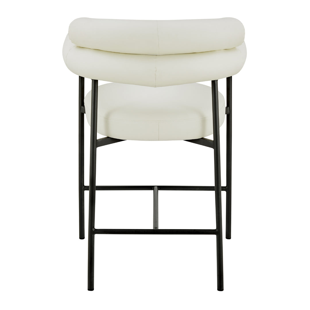 Iconic Home Chubs Counter Stool Chair Faux Leather Upholstered Round Seat Open Back Design Architectural Solid Metal Image 3