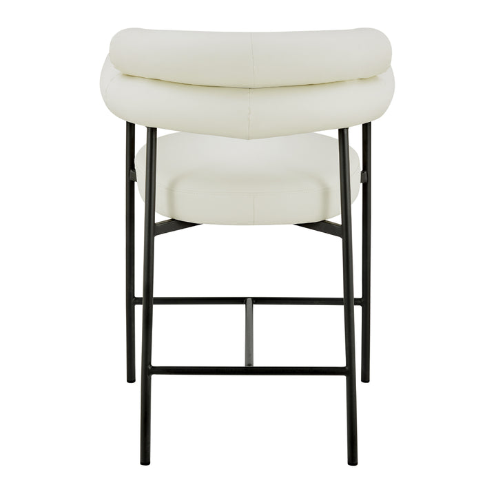 Iconic Home Chubs Counter Stool Chair Faux Leather Upholstered Round Seat Open Back Design Architectural Solid Metal Image 3